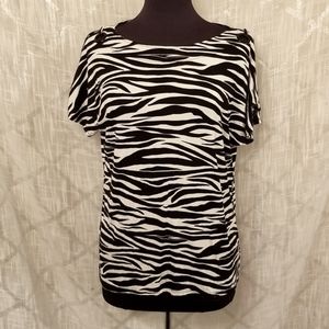 Cable & Gauge Top Womens Size Large Black White New